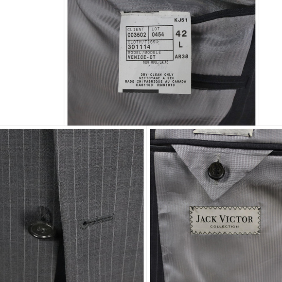 Jack Victor Collection 100's Wool Suit Gray 42L - Picture 8 of 8